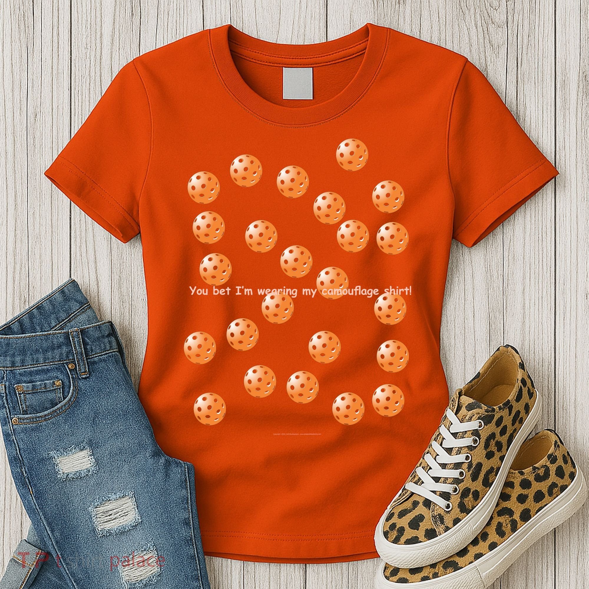 Pickleball Orange Camouflauge Shirt! Women's T-Shirt