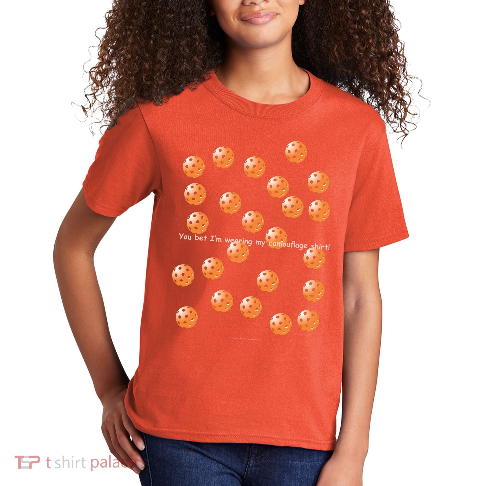 Pickleball Orange Camouflauge Shirt! Kids T-Shirt