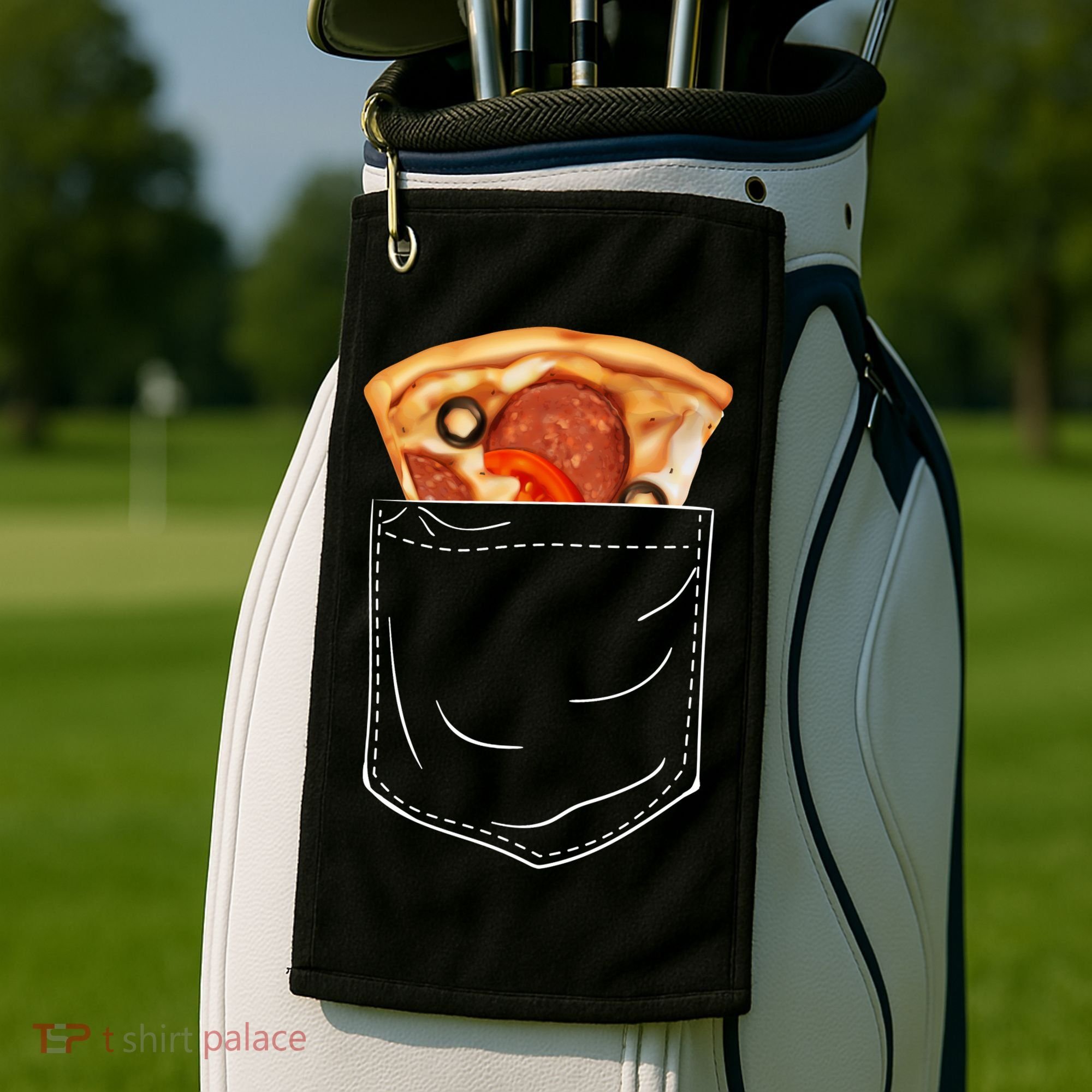 Pocket Pizza Slice Golf Towel