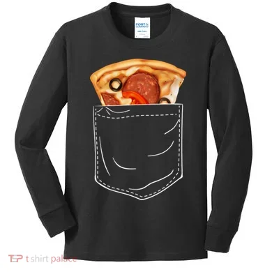Pocket Pizza Slice Kids Long Sleeve Shirt