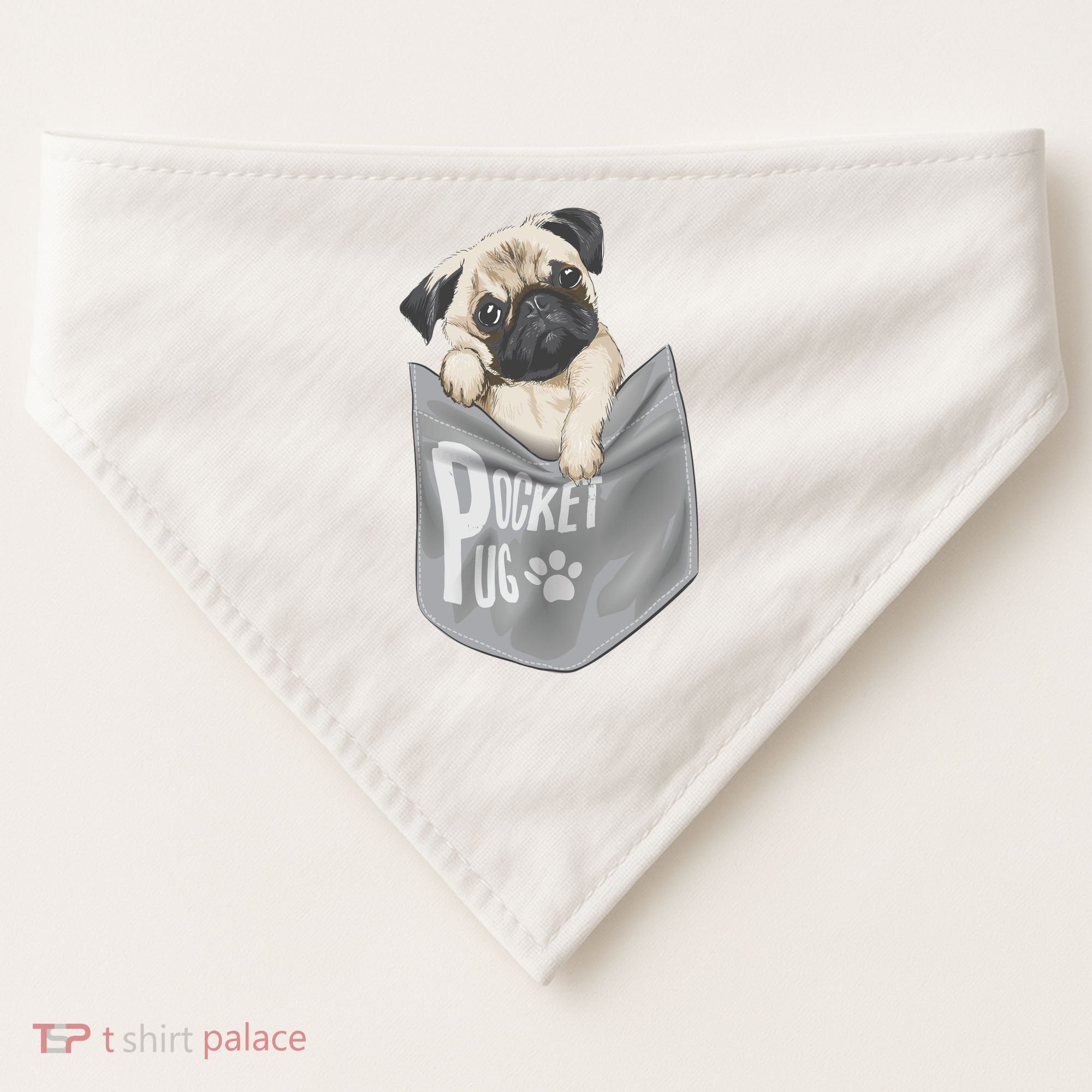 Pocket Pug Cute USA-Made Doggie Bandana
