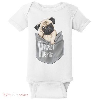 Pocket Pug Cute Baby Bodysuit
