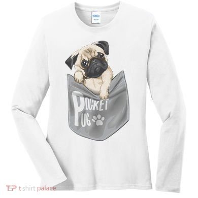 Pocket Pug Cute Women's Long Sleeve Shirt