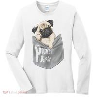 Pocket Pug Cute Women's Long Sleeve Shirt thumb 0