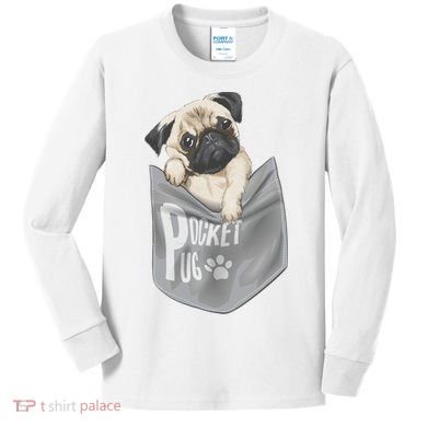 Pocket Pug Cute Kids Long Sleeve Shirt