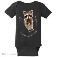 Pocket Raccoon Funny Baby Bodysuit thumb 0