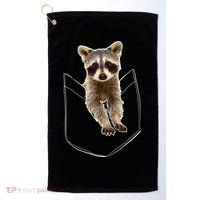 Pocket Raccoon Funny Golf Towel thumb 0