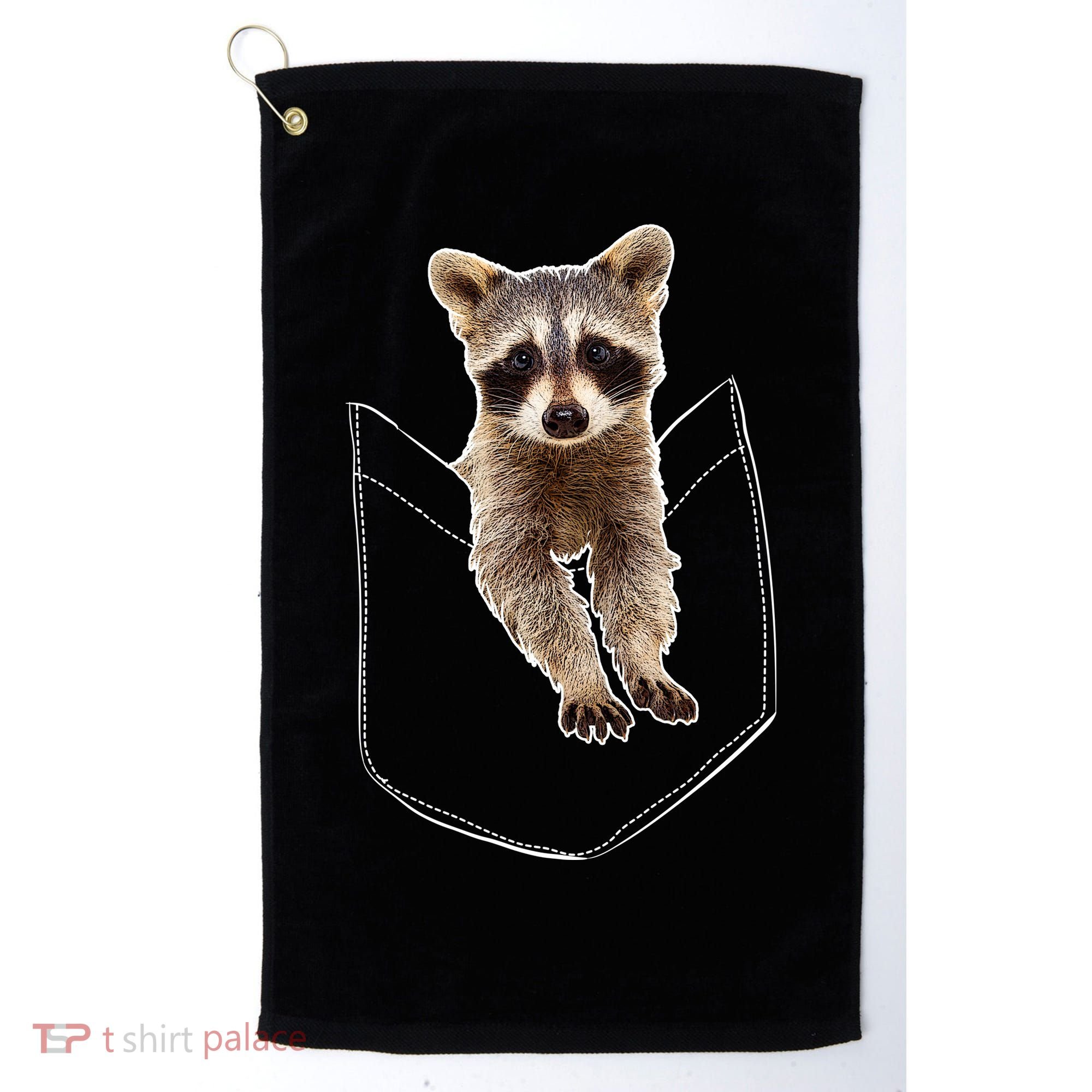 Pocket Raccoon Funny Golf Towel