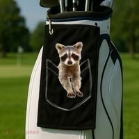 Pocket Raccoon Funny Golf Towel thumb 2