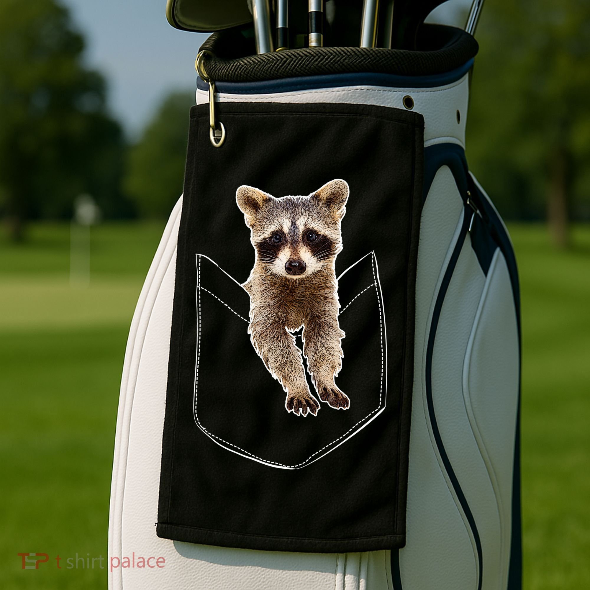 Pocket Raccoon Funny Golf Towel
