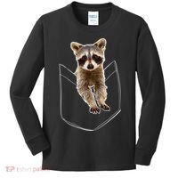 Pocket Raccoon Funny Kids Long Sleeve Shirt thumb 0