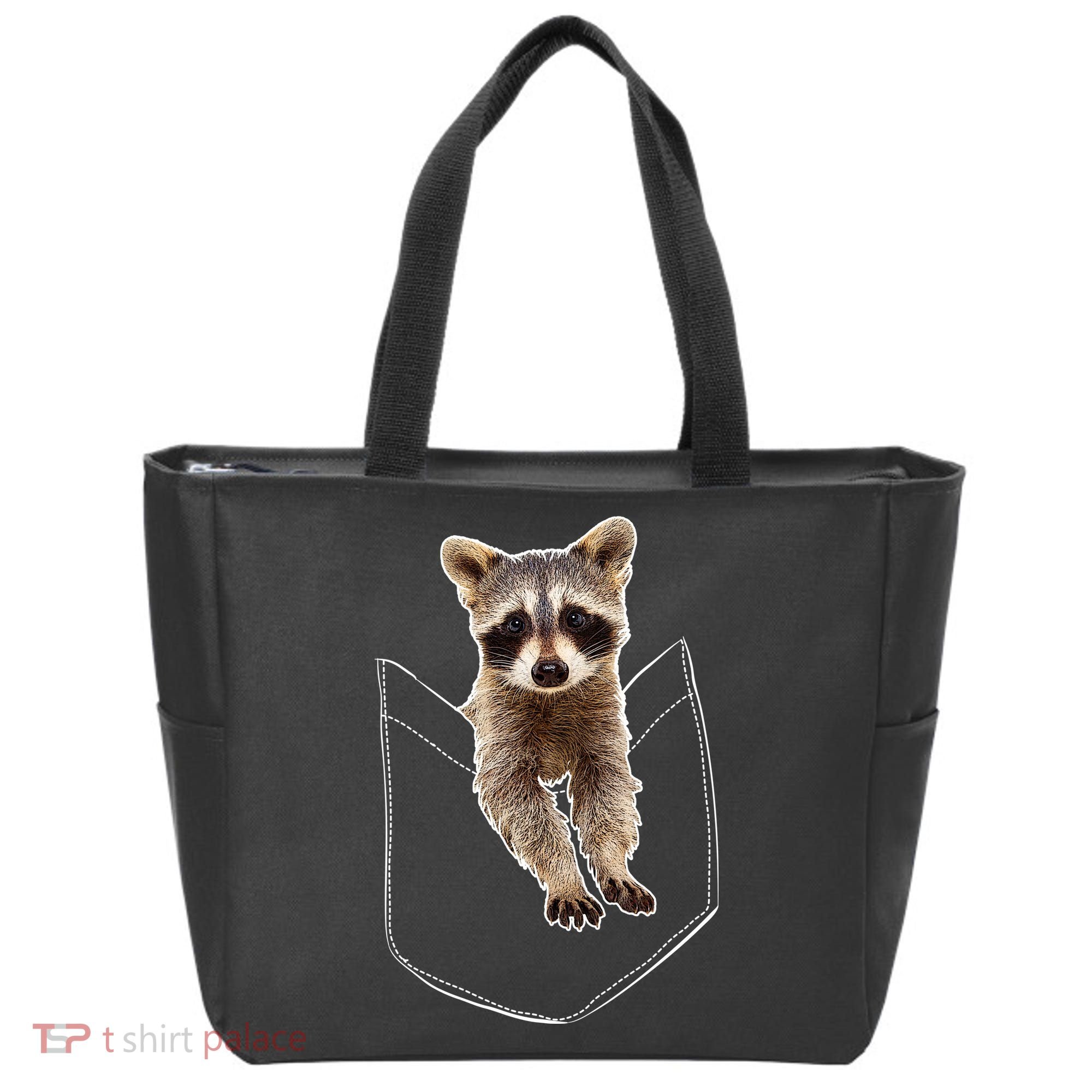 Pocket Raccoon Funny Tote Bag