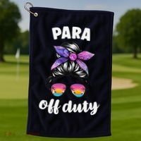 Para Off Duty Paraprofessional Last Day Of School Messy Bun Golf Towel thumb 1
