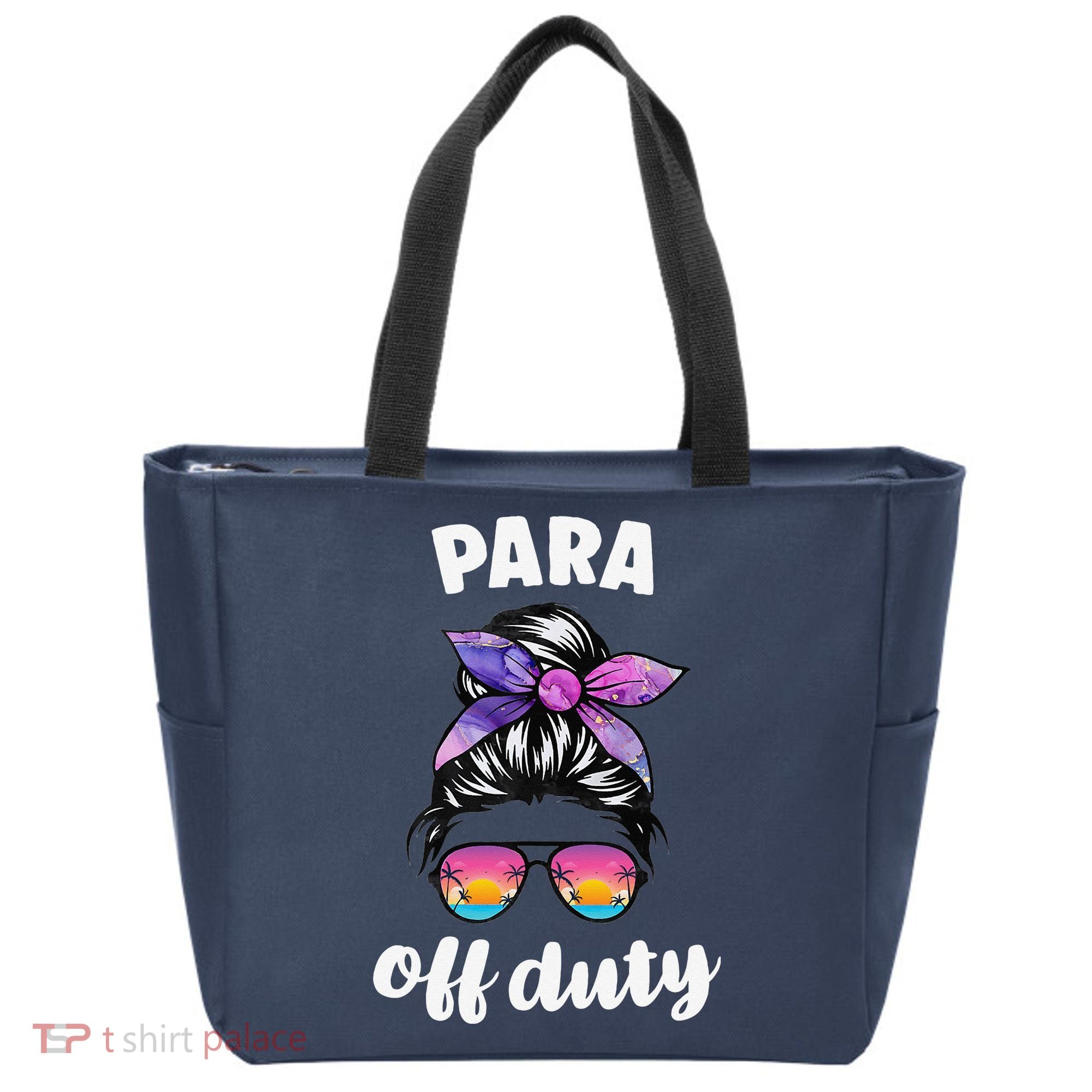 Para Off Duty Paraprofessional Last Day Of School Messy Bun Tote Bag