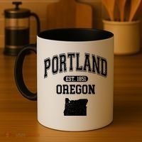 Portland Oregon Est 1851 Varsity Coffee Mug thumb 4