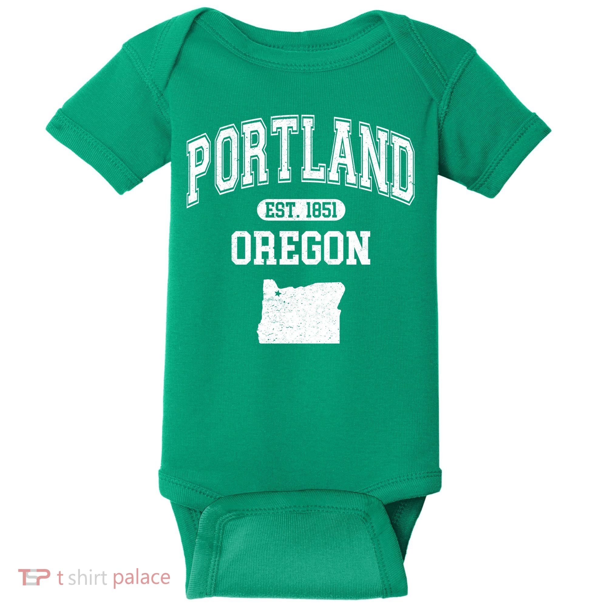 Portland Oregon Est 1851 Varsity Baby Bodysuit