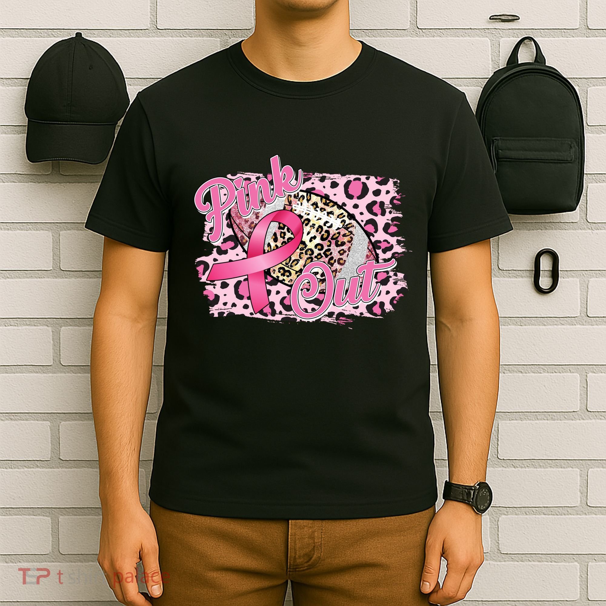 Pink Out Football Breast Cancer Awareness T-Shirt
