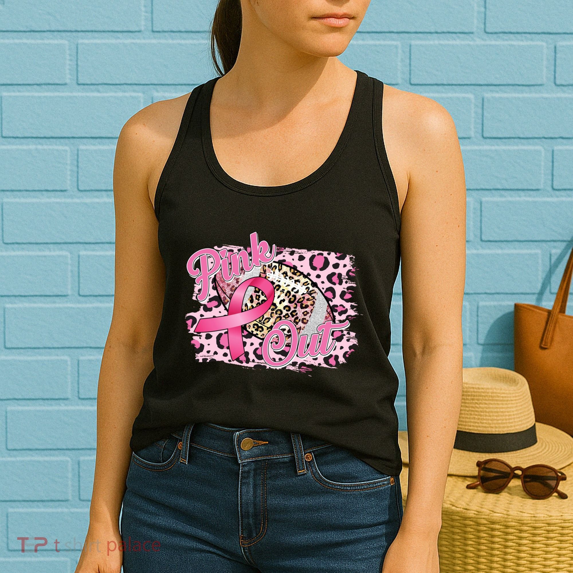 Pink Out Football Breast Cancer Awareness Women's Tank Top