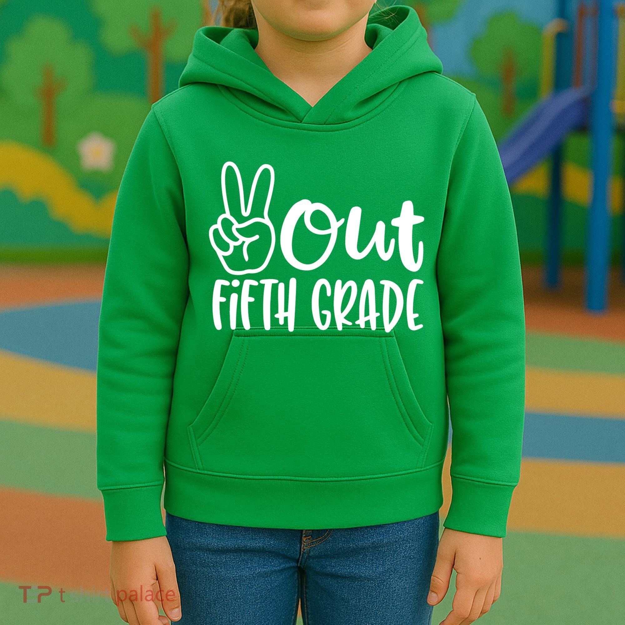 Peace Out Fifth Grade Kids Hoodie