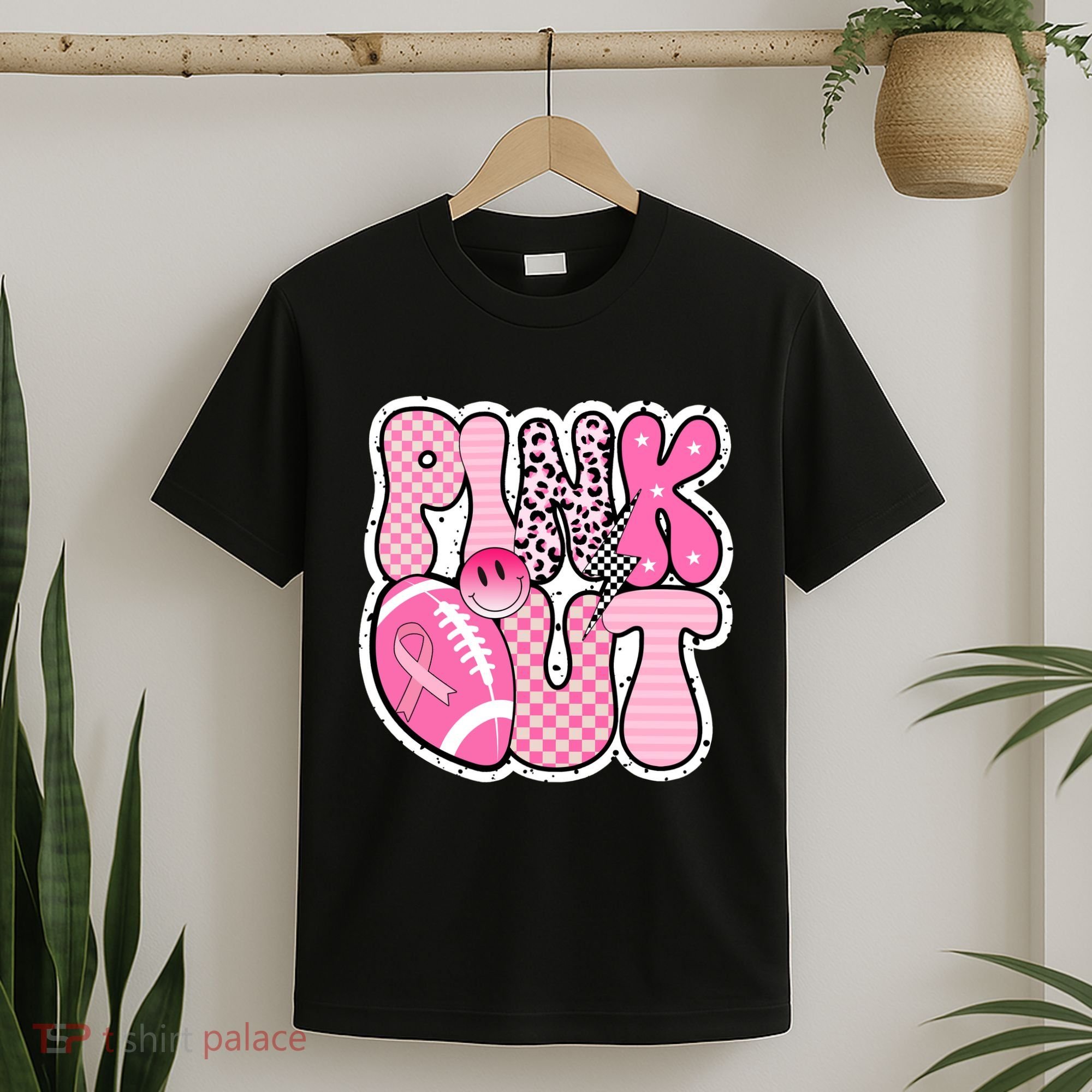 Pink Out Football Team Breast Cancer Awareness T-Shirt