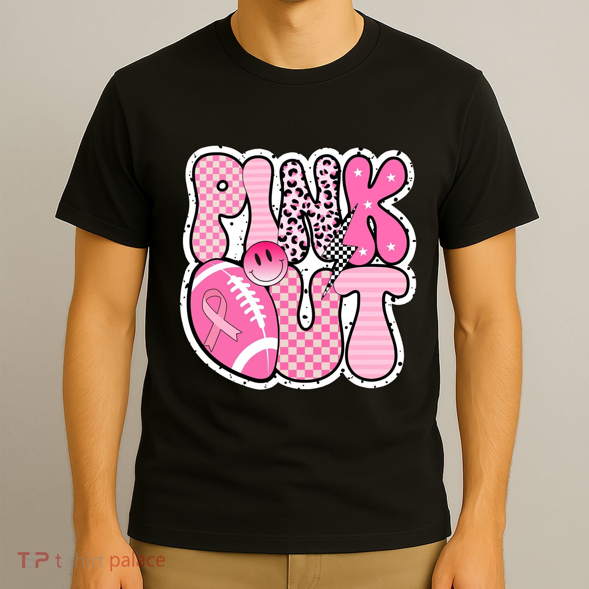 Pink Out Football Team Breast Cancer Awareness T-Shirt