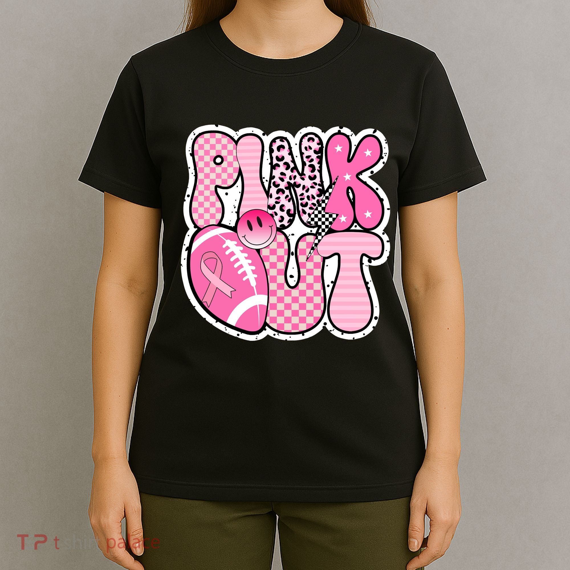 Pink Out Football Team Breast Cancer Awareness T-Shirt