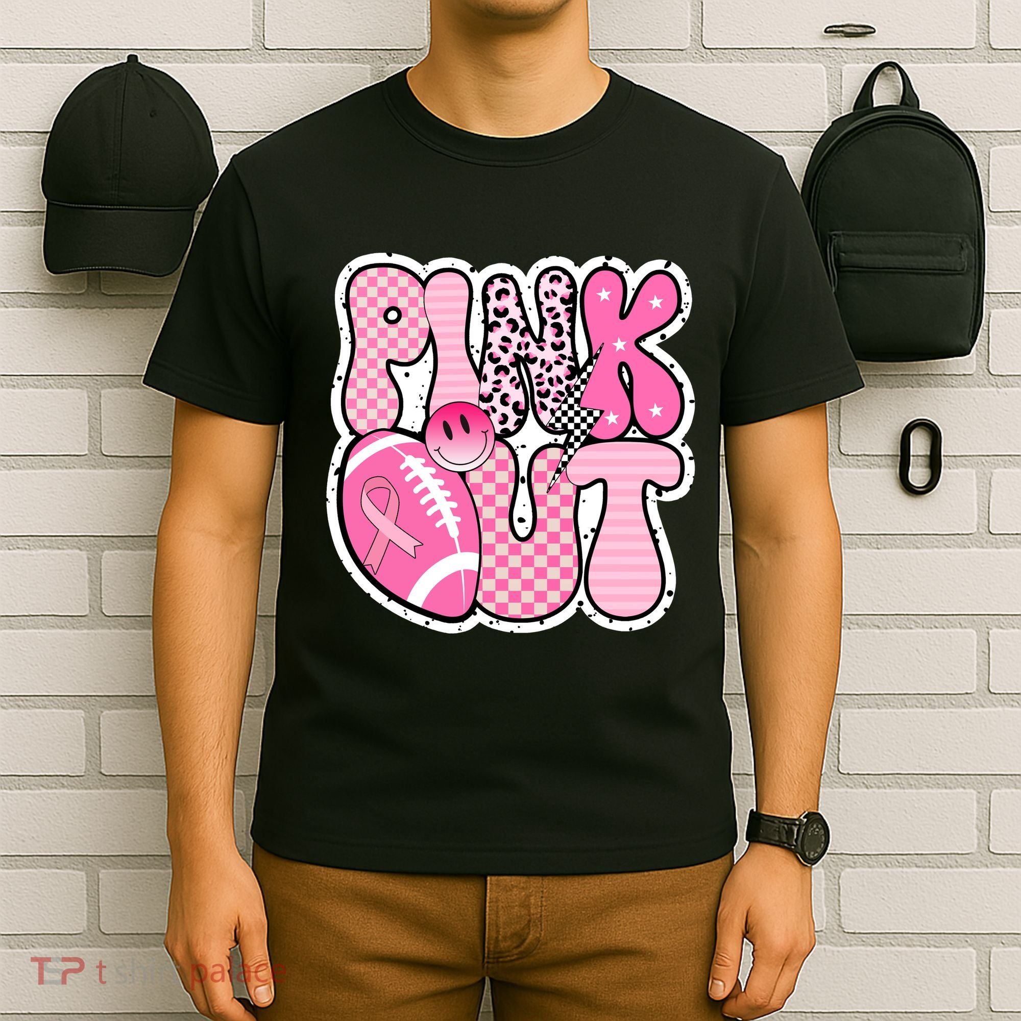 Pink Out Football Team Breast Cancer Awareness T-Shirt