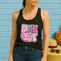 Pink Out Football Team Breast Cancer Awareness Women's Tank Top thumb 2