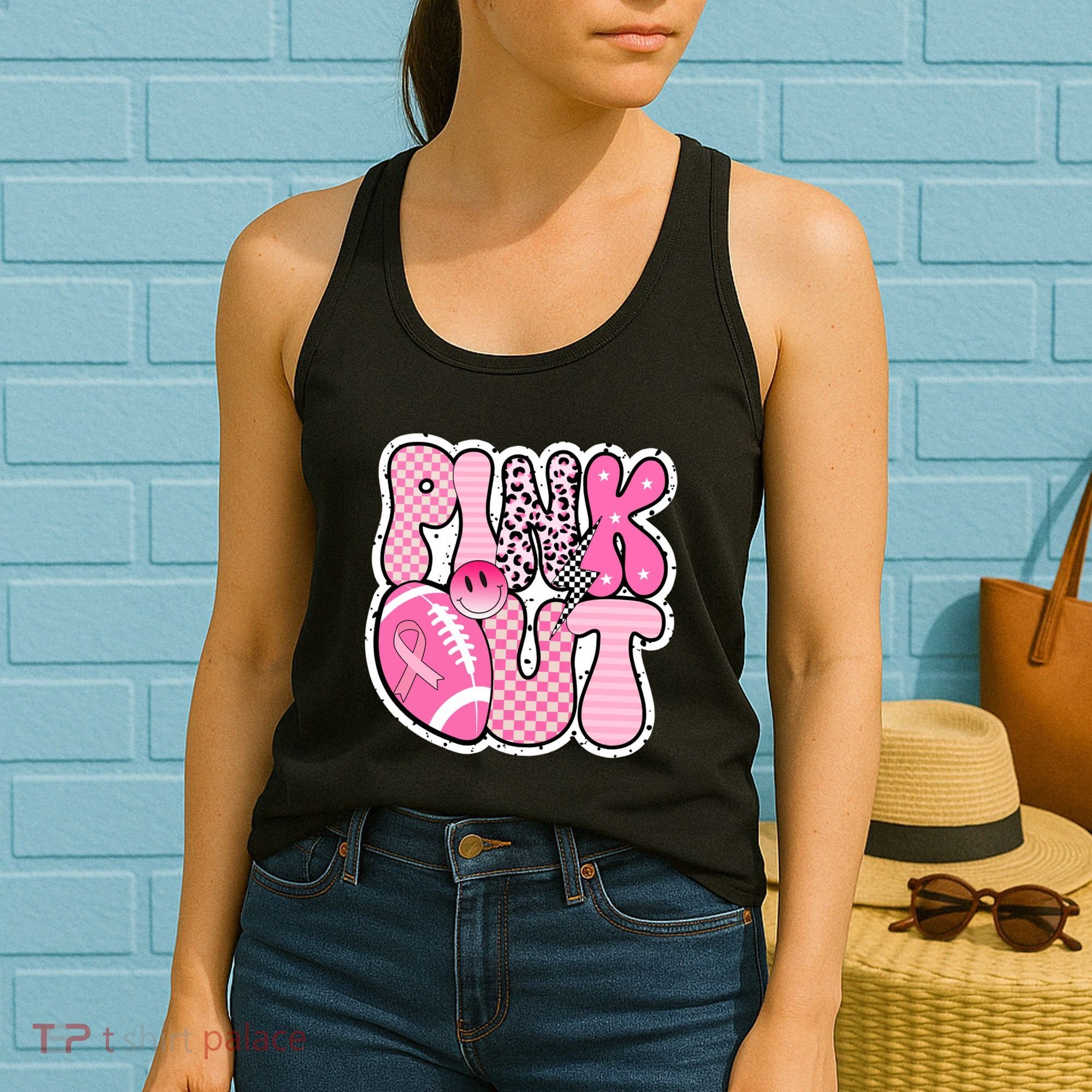 Pink Out Football Team Breast Cancer Awareness Women's Tank Top