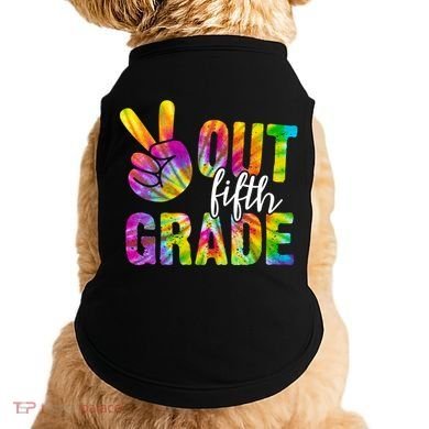 Peace Out Fifth Grade Colorful Doggie Tank