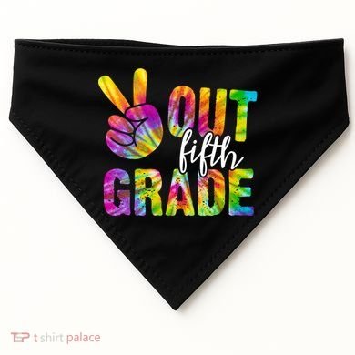 Peace Out Fifth Grade Colorful USA-Made Doggie Bandana