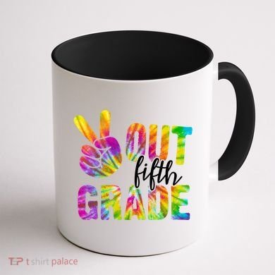 Peace Out Fifth Grade Colorful Coffee Mug back
