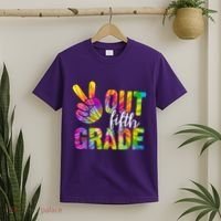 Peace Out Fifth Grade Colorful T-Shirt thumb 2