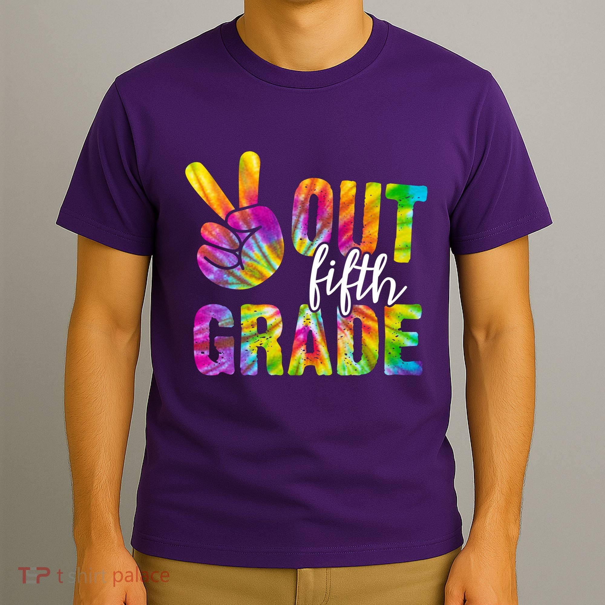 Peace Out Fifth Grade Colorful T-Shirt