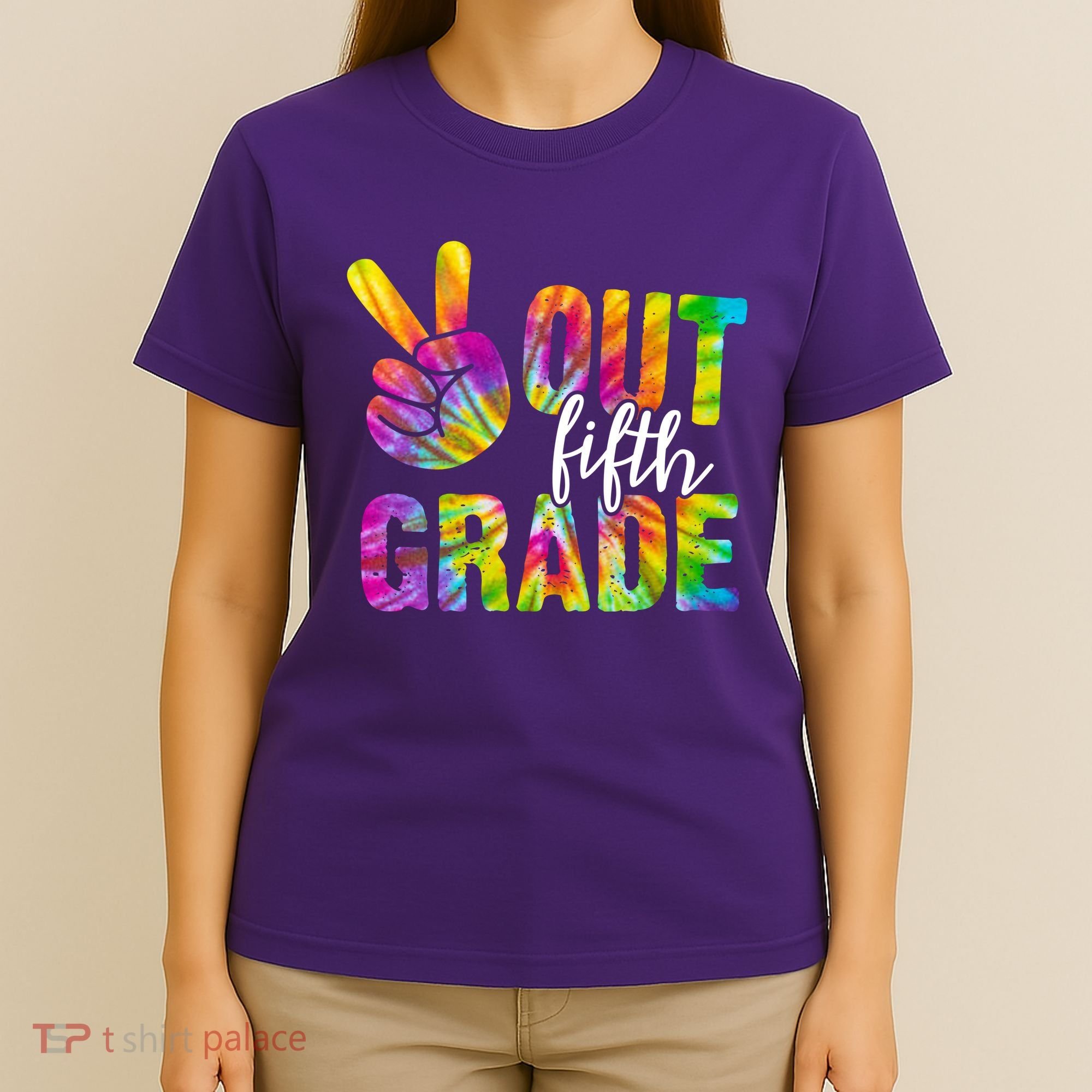 Peace Out Fifth Grade Colorful T-Shirt