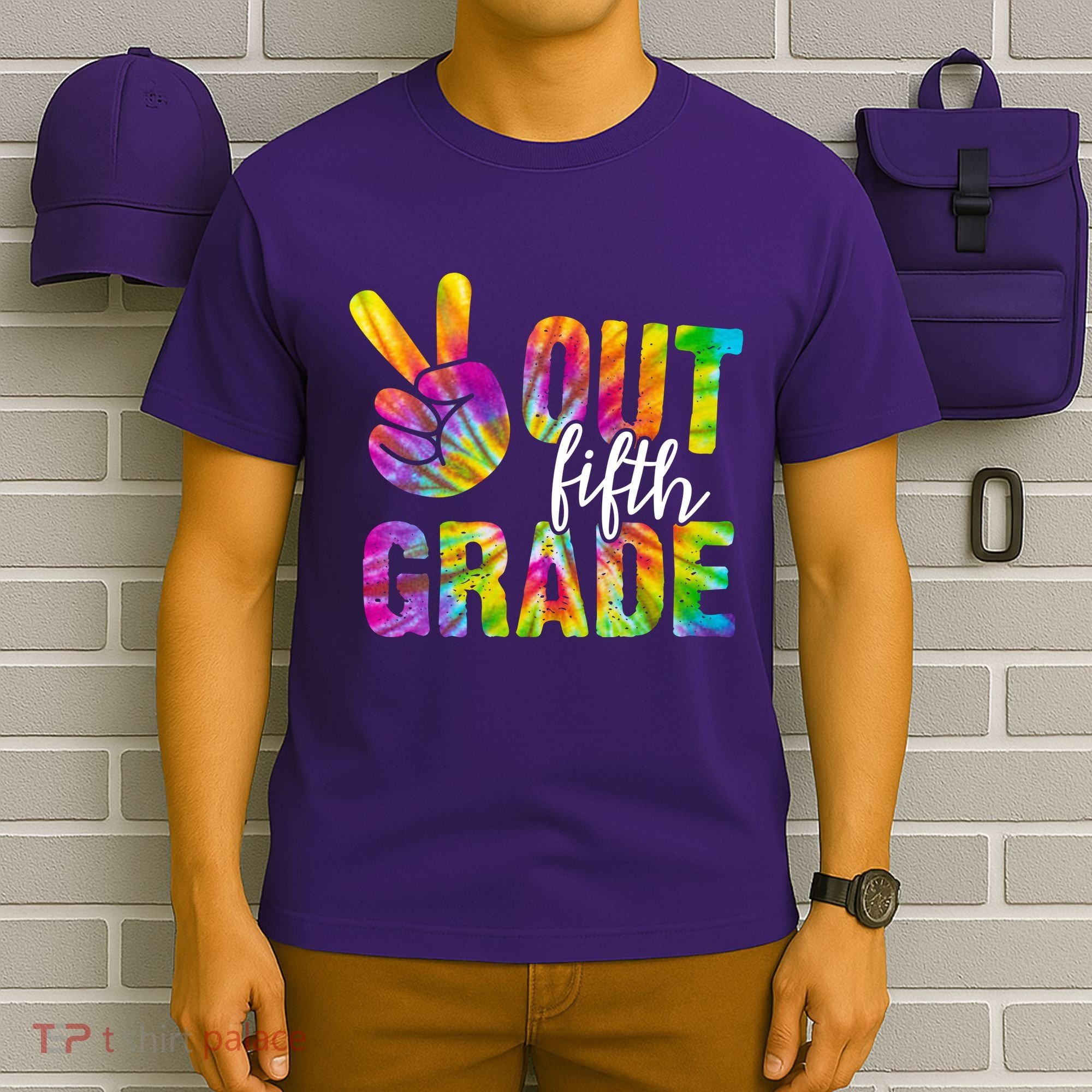 Peace Out Fifth Grade Colorful T-Shirt
