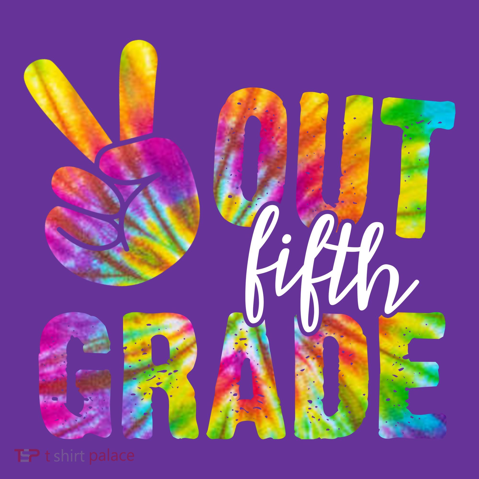 Peace Out Fifth Grade Colorful T-Shirt