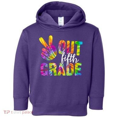 Peace Out Fifth Grade Colorful Toddler Hoodie