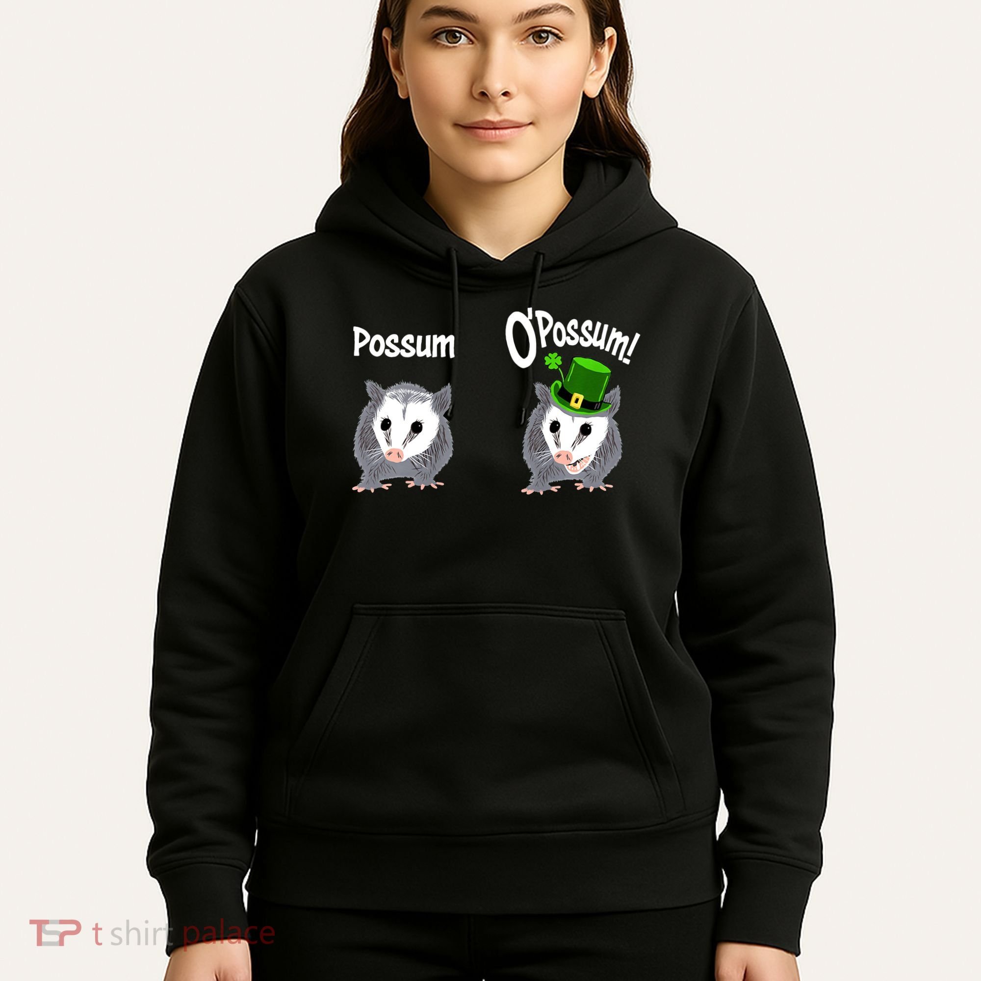 Possum O’Possum Funny Opossum St Patrick’s Day Irish Pun Hoodie