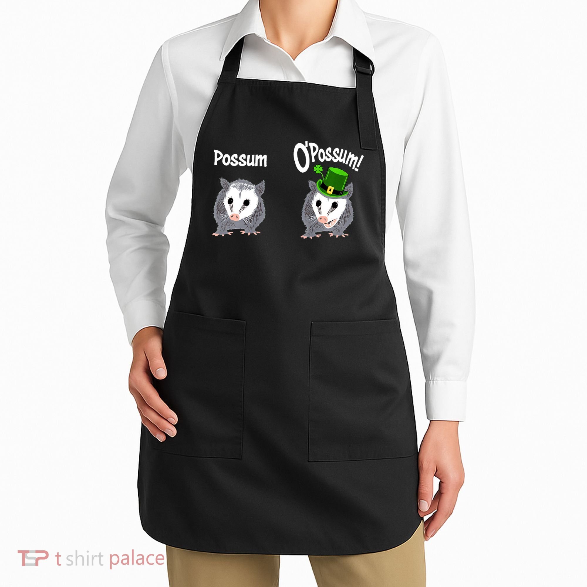 Possum O’Possum Funny Opossum St Patrick’s Day Irish Pun Apron
