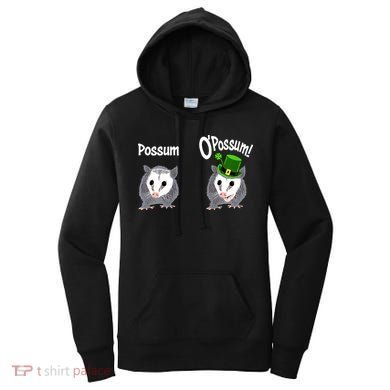 Possum O’Possum Funny Opossum St Patrick’s Day Irish Pun Women's Hoodie