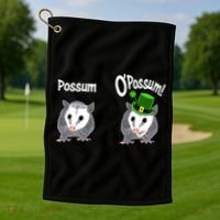 Possum O’Possum Funny Opossum St Patrick’s Day Irish Pun Golf Towel thumb 1
