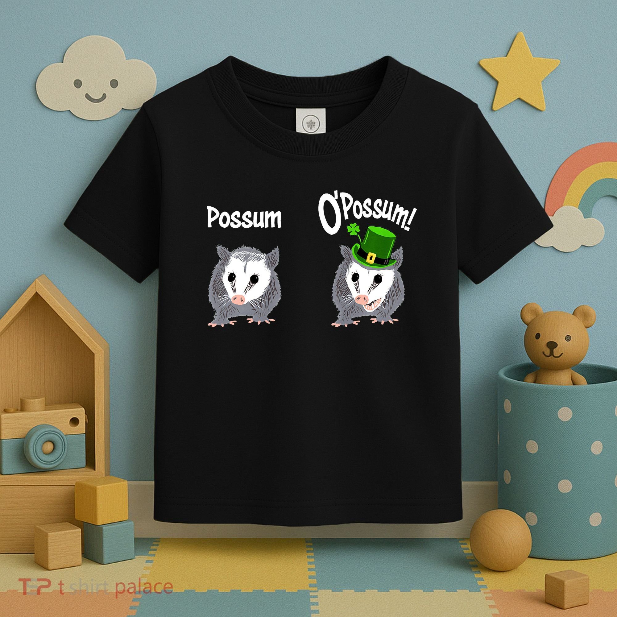 Possum O’Possum Funny Opossum St Patrick’s Day Irish Pun Toddler T-Shirt
