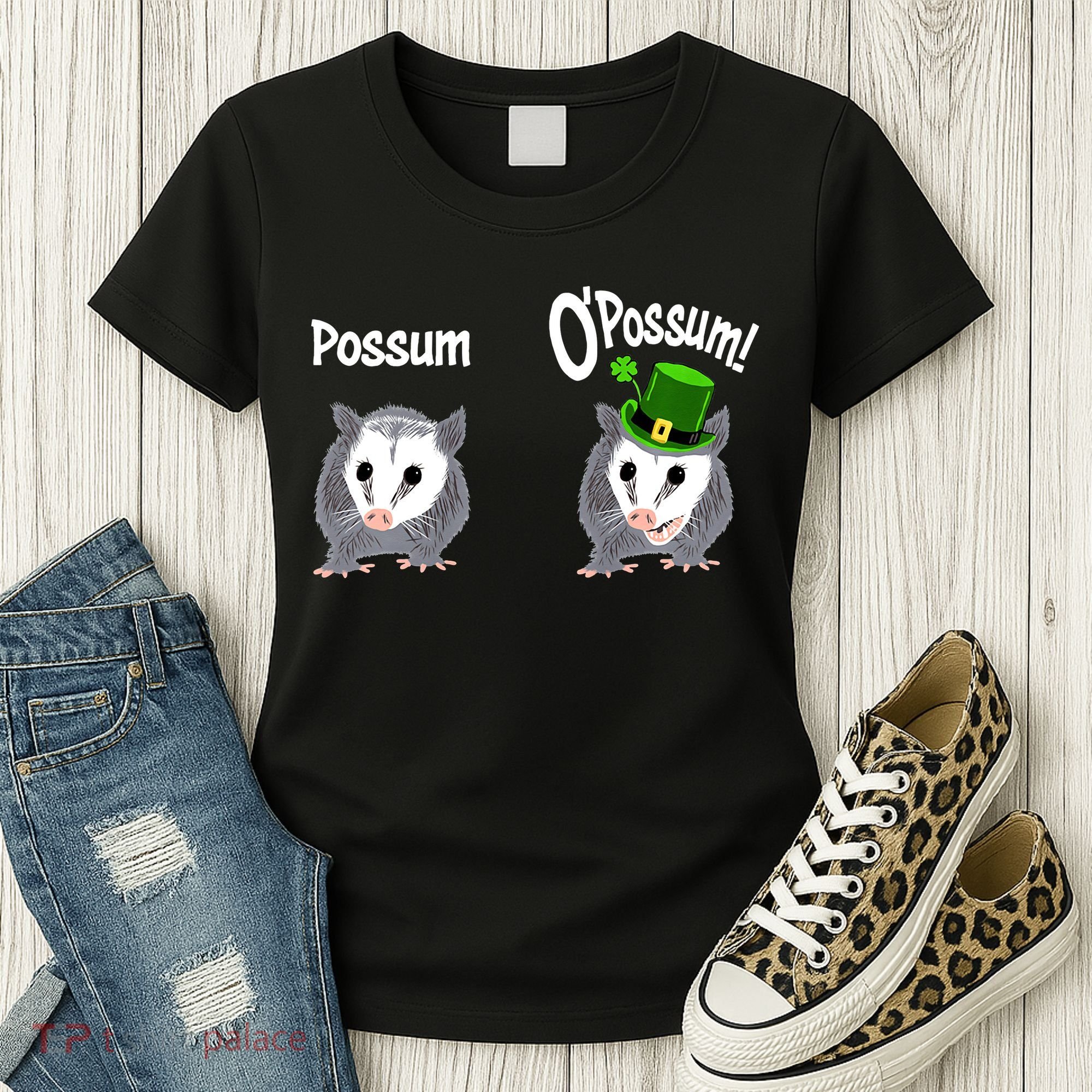 Possum O’Possum Funny Opossum St Patrick’s Day Irish Pun Women's T-Shirt