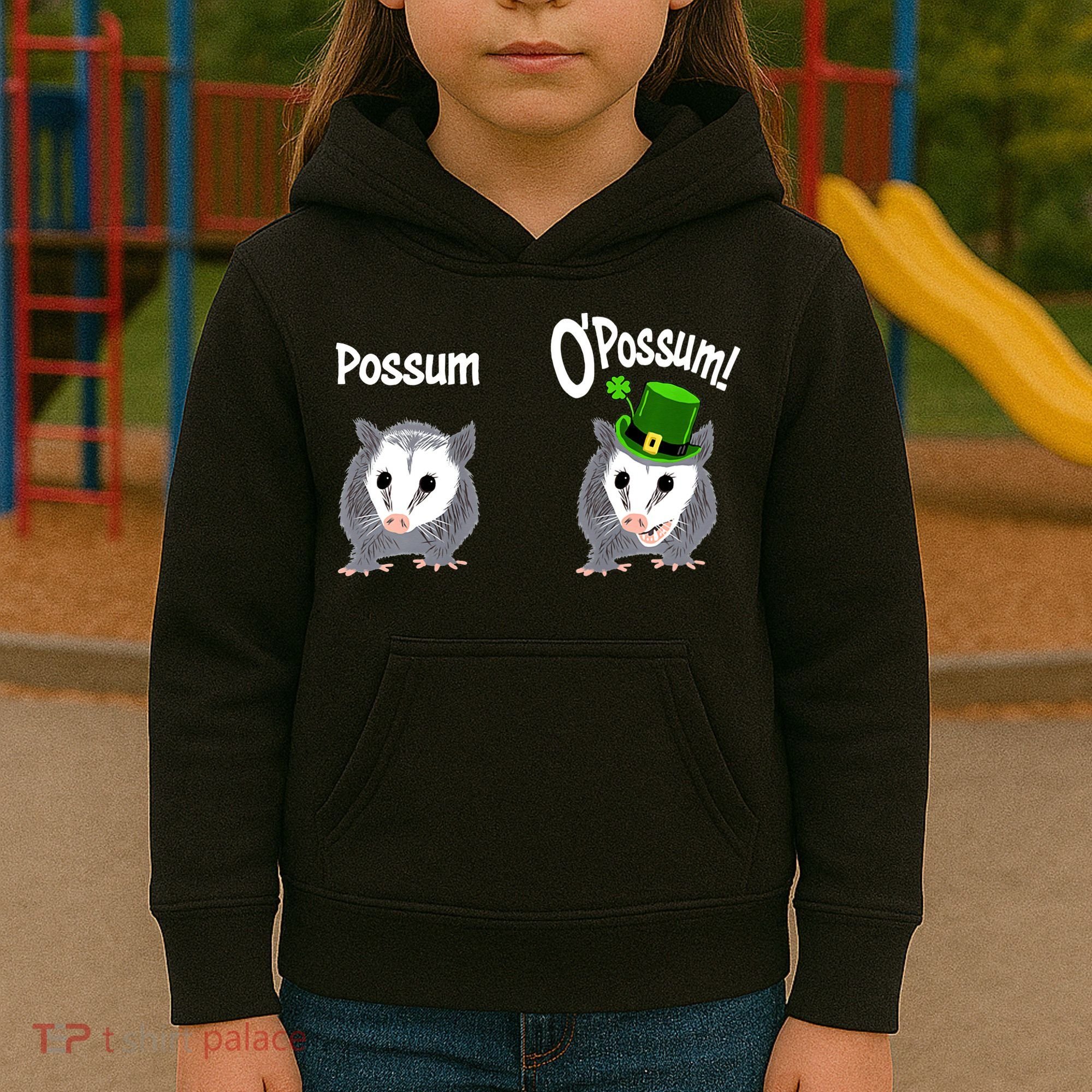 Possum O’Possum Funny Opossum St Patrick’s Day Irish Pun Kids Hoodie