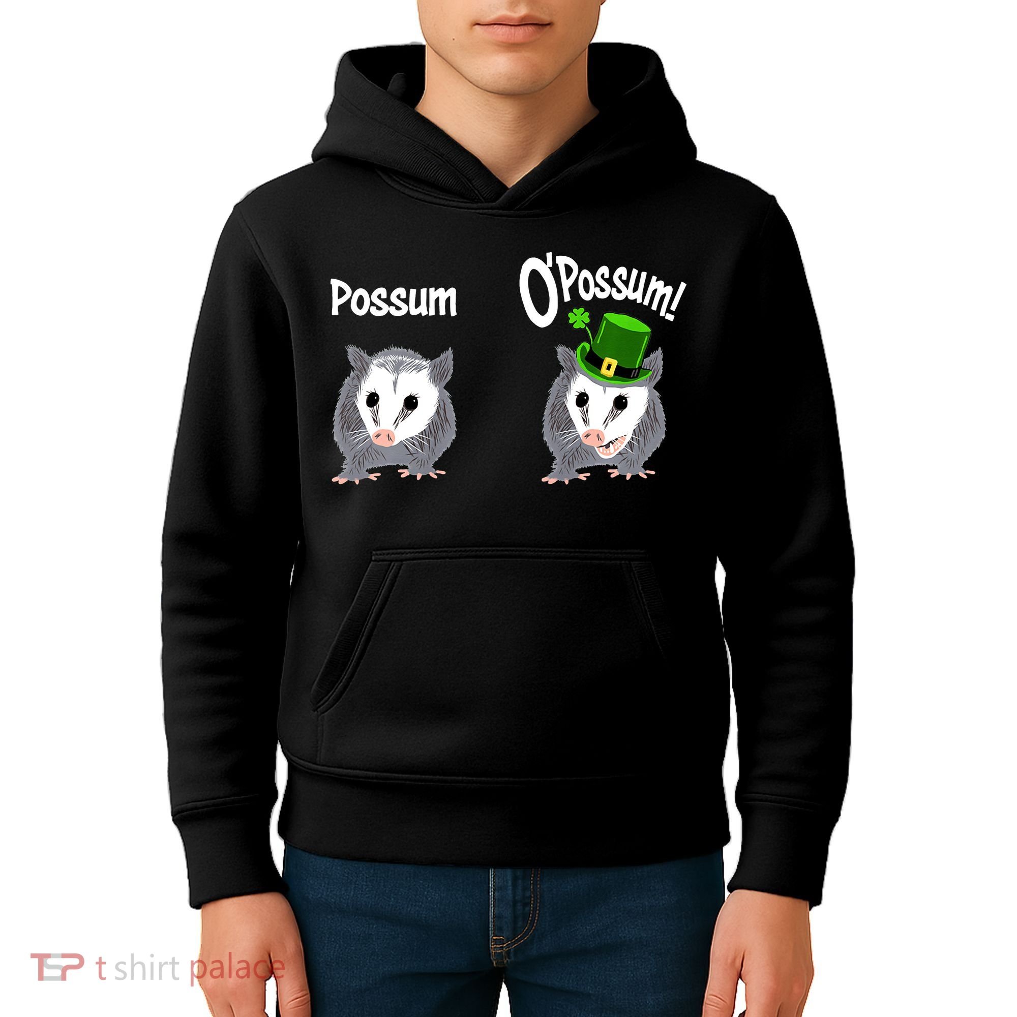 Possum O’Possum Funny Opossum St Patrick’s Day Irish Pun Kids Hoodie