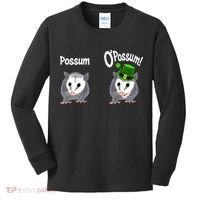 Possum O’Possum Funny Opossum St Patrick’s Day Irish Pun Kids Long Sleeve Shirt thumb 0