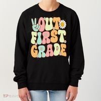 Peace Out First Grade Groovy Graduation Last Day Of School Women's Sweatshirt thumb 0