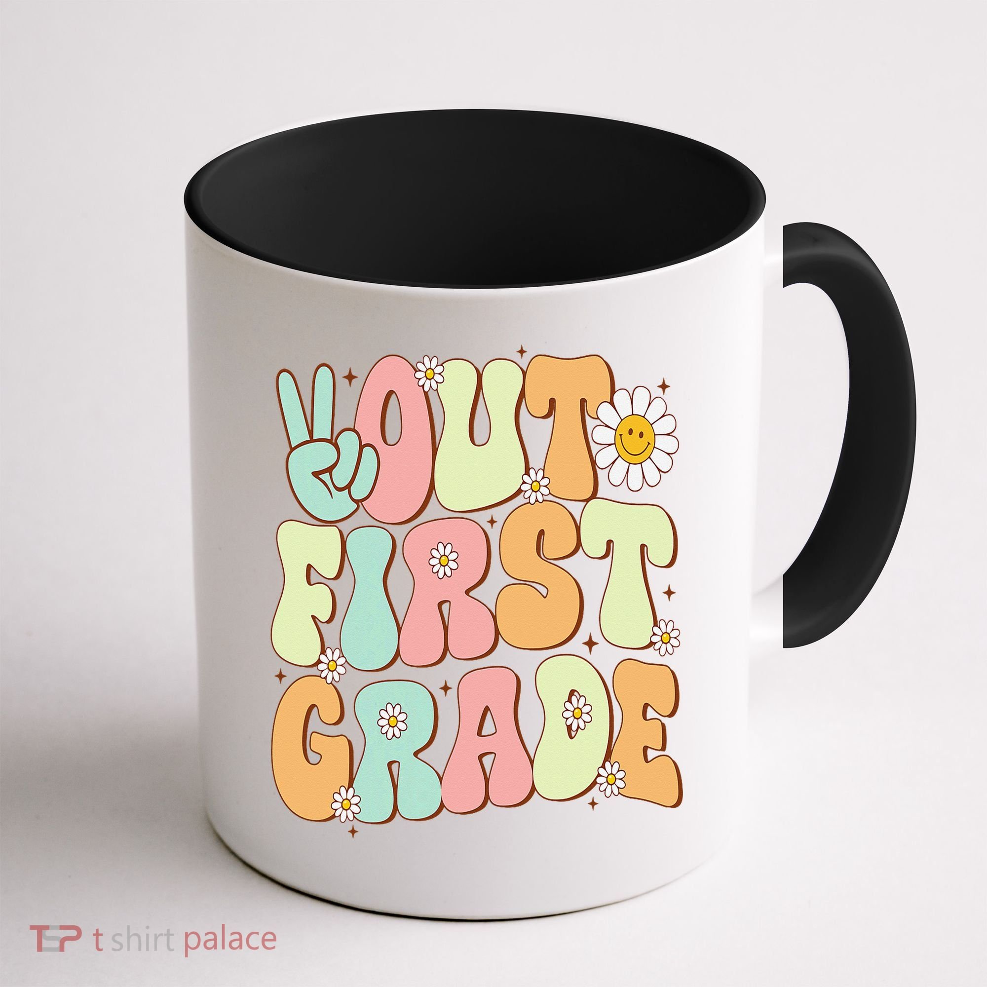Peace Out First Grade Groovy Graduation Last Day Of School Coffee Mug