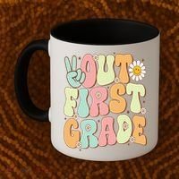 Peace Out First Grade Groovy Graduation Last Day Of School Coffee Mug thumb 2